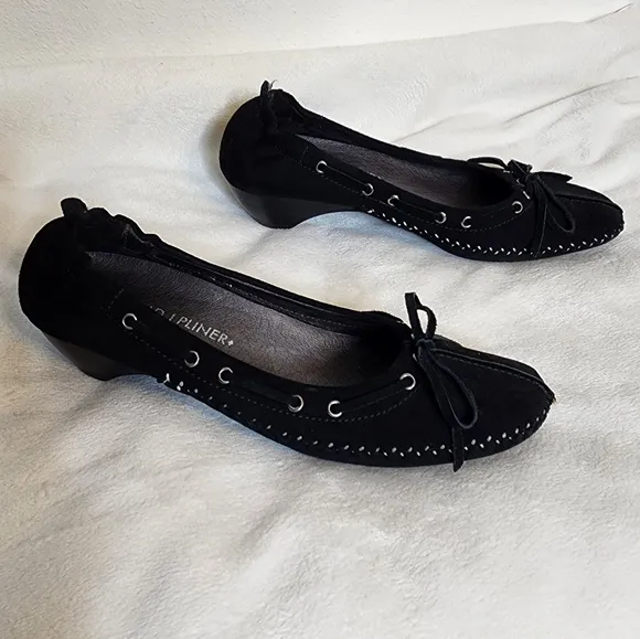 Donald J. Pliner Polly Black Suede Ballet Slip On Flats Designer Luxury