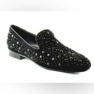 Donald J. Pliner Suede Studded Lynn Loafers New Black Size 8.5 M