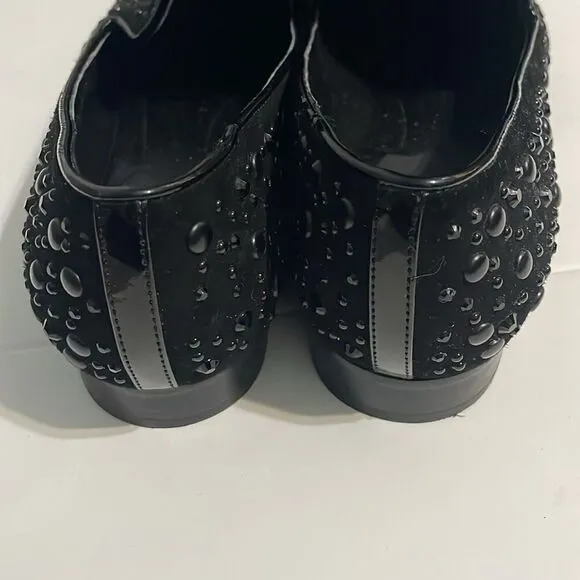 Donald J. Pliner Suede Studded Lynn Loafers New Black Size 8.5 M