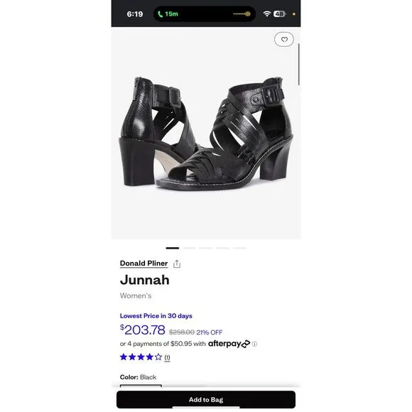 Donald Pliner Junnah Black Leather Strappy‎ Sandals Block Heel Shoes Size 7.5M