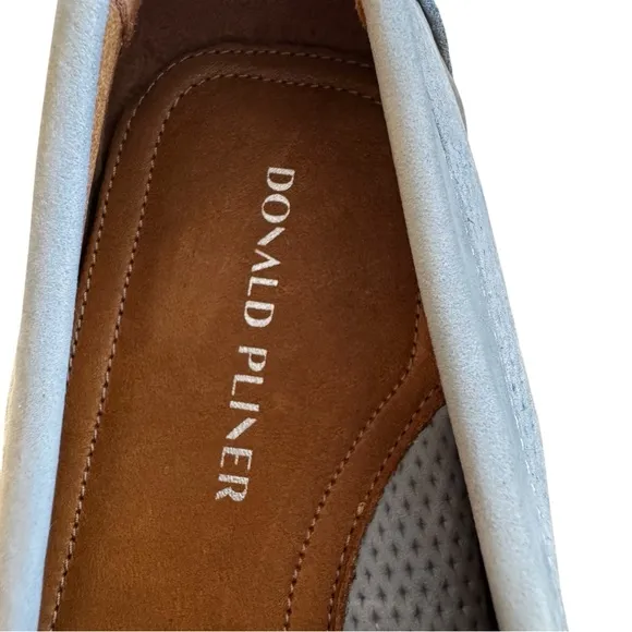 Donald Pliner NEW Dorion03 Sky Blue Textured Horsebit Leather Driving Loafers 8M