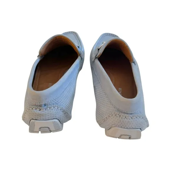 Donald Pliner NEW Dorion03 Sky Blue Textured Horsebit Leather Driving Loafers 8M