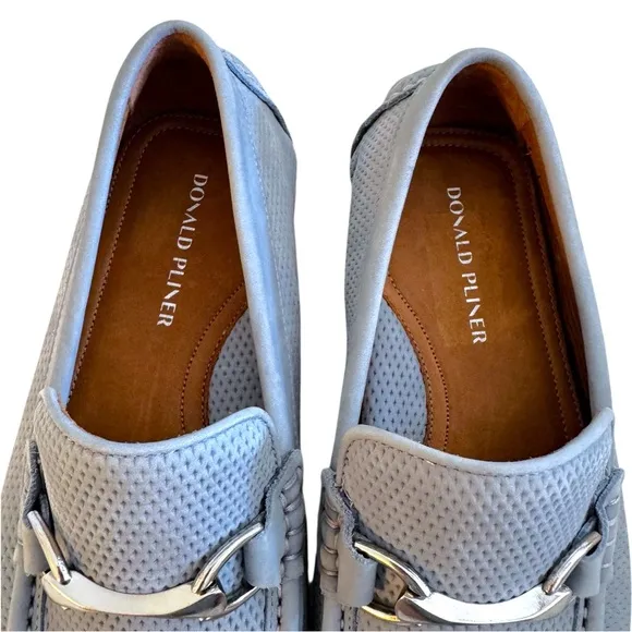 Donald Pliner NEW Dorion03 Sky Blue Textured Horsebit Leather Driving Loafers 8M