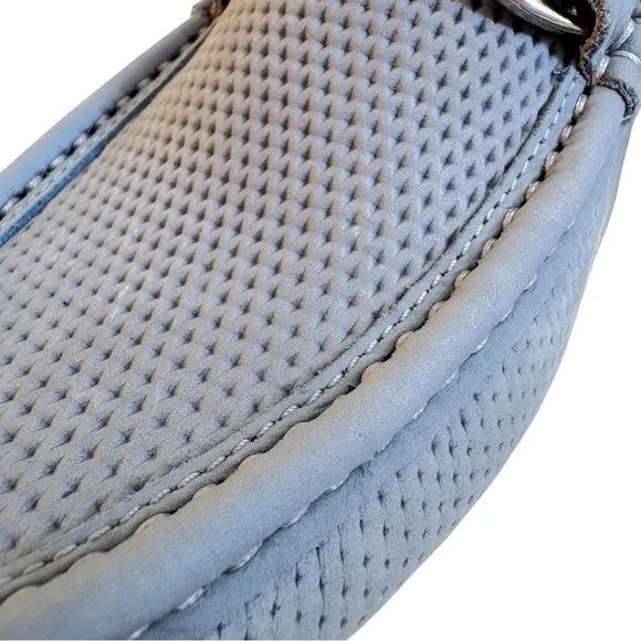 Donald Pliner NEW Dorion03 Sky Blue Textured Horsebit Leather Driving Loafers 8M