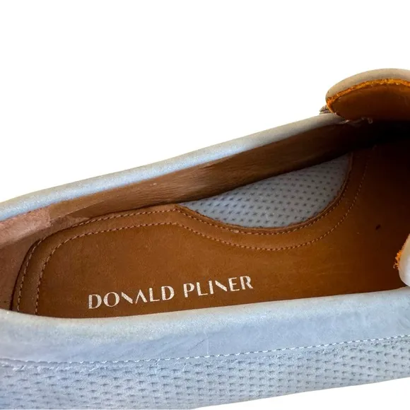 Donald Pliner NEW Dorion03 Sky Blue Textured Horsebit Leather Driving Loafers 8M