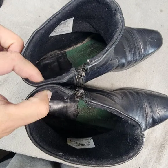 Double H Shoes Mens Size 10.5 Wide Black Leather Side Zip Boots *Read*
