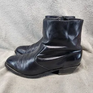 Double H Shoes Mens Size 10.5 Wide Black Leather Side Zip Boots *Read*