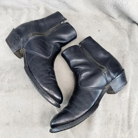 Double H Shoes Mens Size 10.5 Wide Black Leather Side Zip Boots *Read*