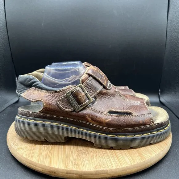Dr Doc Martens Air Wair Sandals Mens Size 12 Brown Leather Fisherman Chunky 8A60