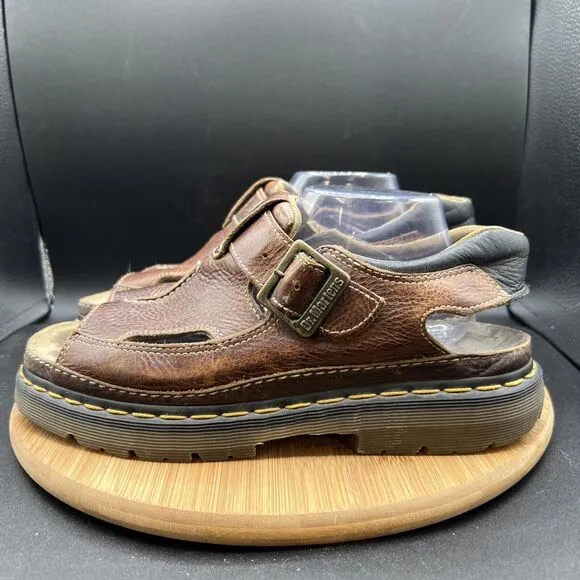 Dr Doc Martens Air Wair Sandals Mens Size 12 Brown Leather Fisherman Chunky 8A60