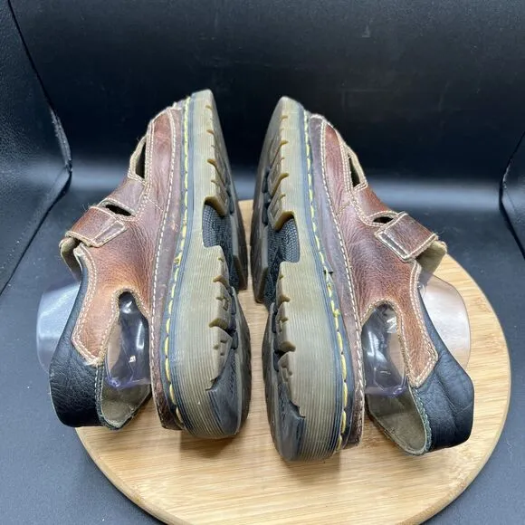 Dr Doc Martens Air Wair Sandals Mens Size 12 Brown Leather Fisherman Chunky 8A60