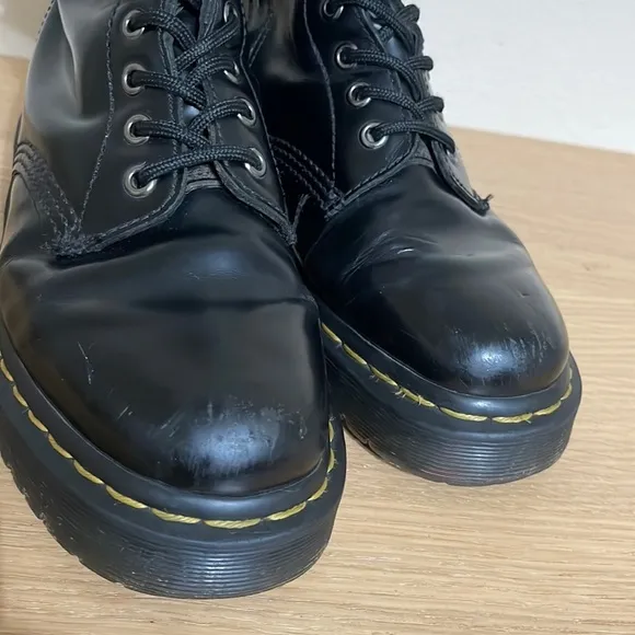 Dr. Doc Martens Double Buckle Smooth Black Leather Zip Side Lace Up sz 7