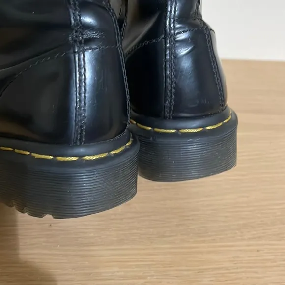 Dr. Doc Martens Double Buckle Smooth Black Leather Zip Side Lace Up sz 7