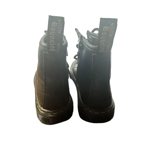 Dr Marten Girls Black Leather Lace Up Side Zip Boots Docs Girls Size 11‎