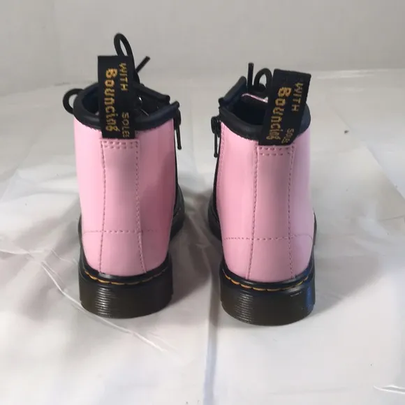 Dr. Martens 1460 Boot Kids Bubble Gum Pink Patent Leather Lace Up Side Zip Boots