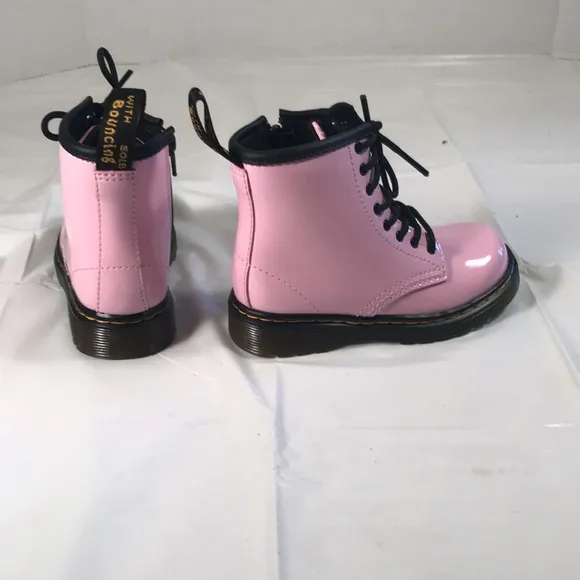 Dr. Martens 1460 Boot Kids Bubble Gum Pink Patent Leather Lace Up Side Zip Boots