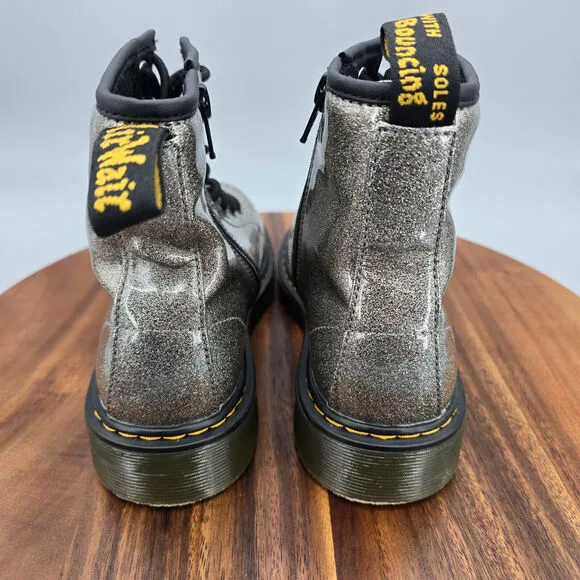 Dr Martens 1460 Boots Women's 5 Glitter Side Zip Lace Up Comfort Combat Booties