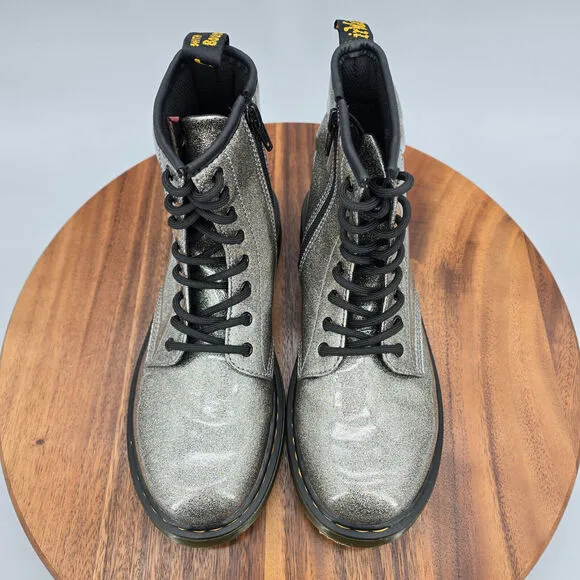 Dr Martens 1460 Boots Women's 5 Glitter Side Zip Lace Up Comfort Combat Booties