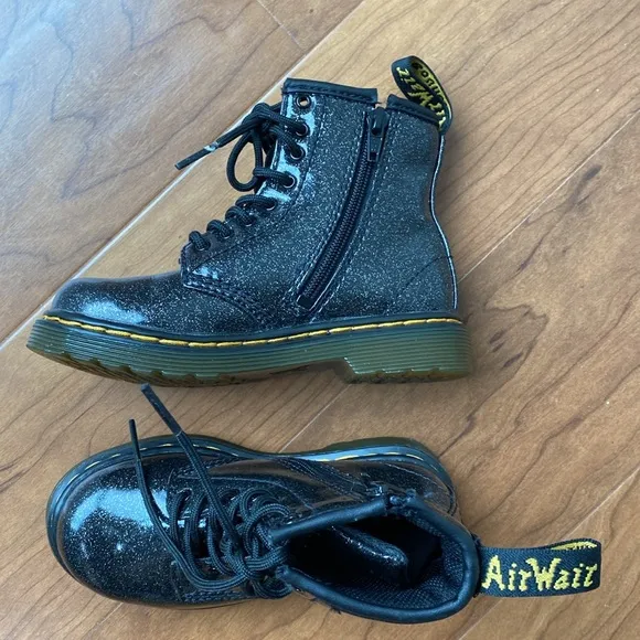 Dr. Martens 1460 Cosmic Glitter Toddler Side Zip Lace Up Leather Boots Sz 9