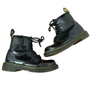 Dr. Martens 1460 Glitter Boots Black Patent Side Zip Youth Size 12