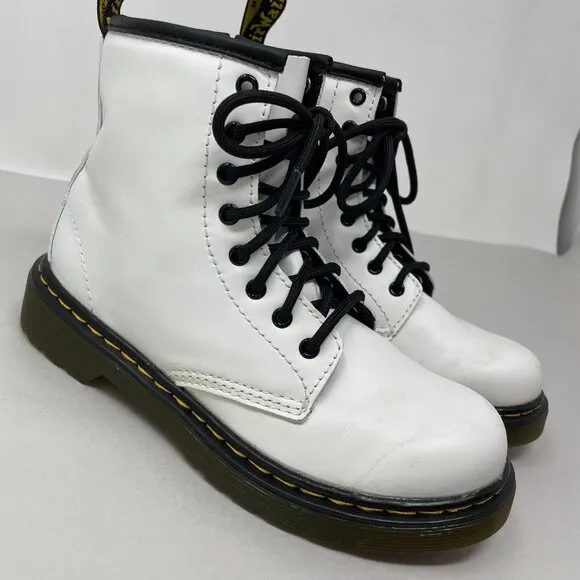 Dr. Martens 1460 J Youth Girls Junior Size 2 Combat Boots White Side Zip