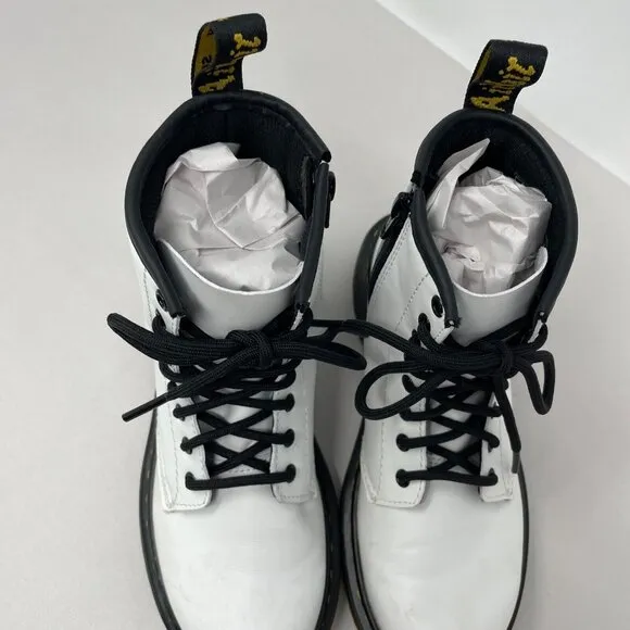 Dr. Martens 1460 J Youth Girls Junior Size 2 Combat Boots White Side Zip