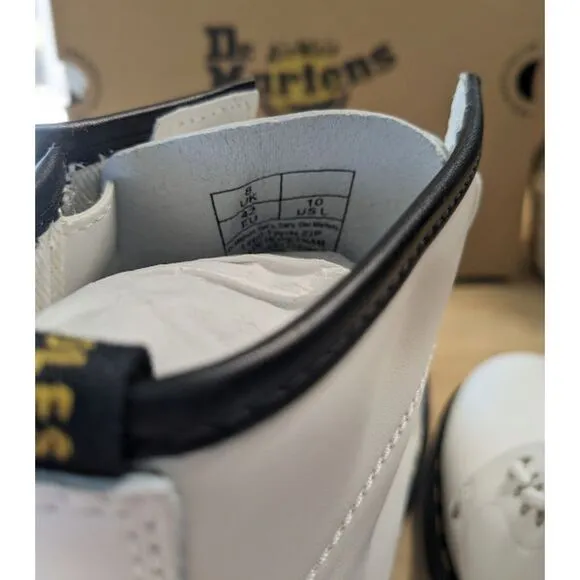 Dr. Martens 1460 Women's Twin Zip White Sendal Leather Combat Boots UK 8 NIB