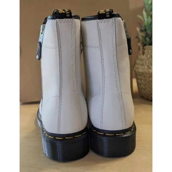 Dr. Martens 1460 Women's Twin Zip White Sendal Leather Combat Boots UK 8 NIB