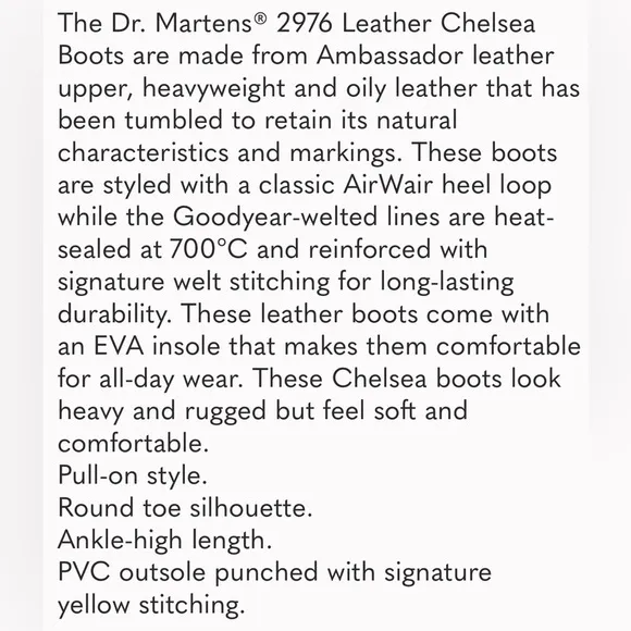 Dr. Martens 2976 Black Leather Chelsea Boots size 6
