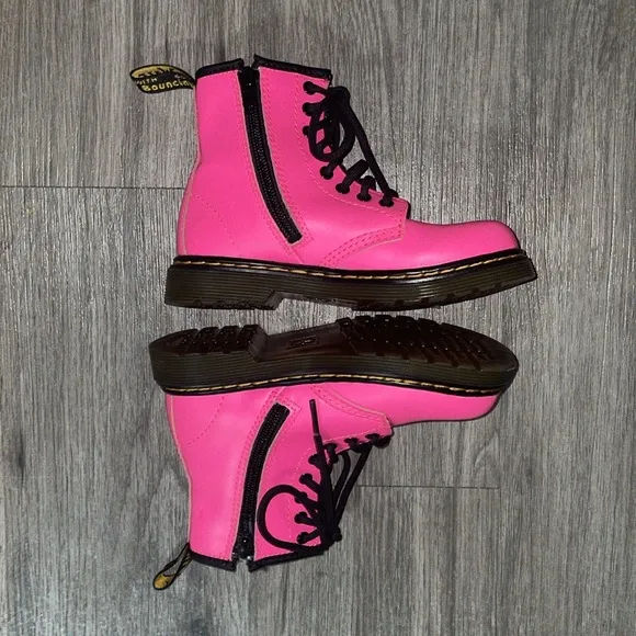 Dr. Martens Air Wair Hot Pink Lacie Up Side Zip Boots US Sz 11 EUC
