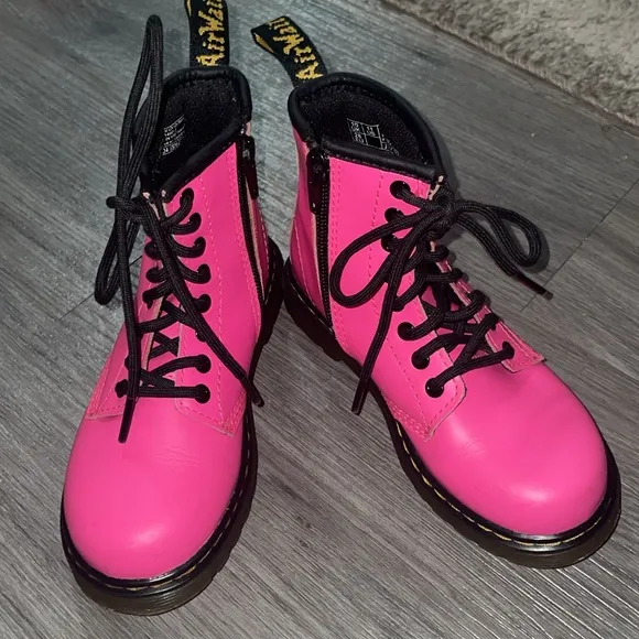Dr. Martens Air Wair Hot Pink Lacie Up Side Zip Boots US Sz 11 EUC