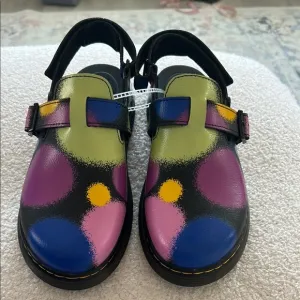 Dr. Martens Black and Green Sandals with Chunky Sole Jorge Mule