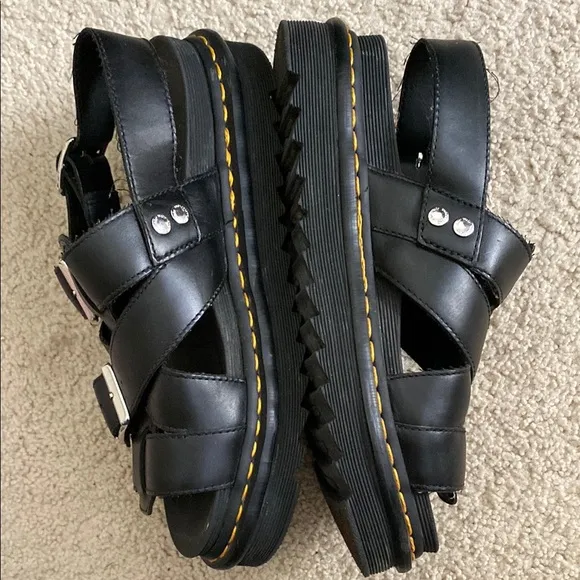 Dr. Martens Black Sandals with Silver Buckles