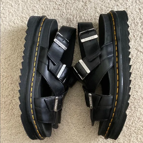 Dr. Martens Black Sandals with Silver Buckles