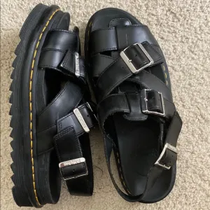 Dr. Martens Black Sandals with Silver Buckles