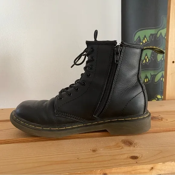 Dr. Martens Black Side Zip Kids Leather Boots