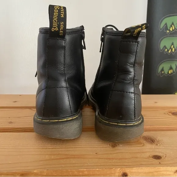 Dr. Martens Black Side Zip Kids Leather Boots
