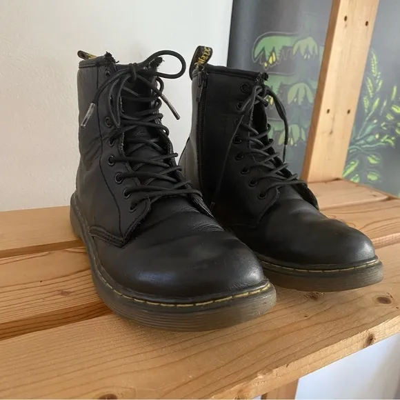 Dr. Martens Black Side Zip Kids Leather Boots