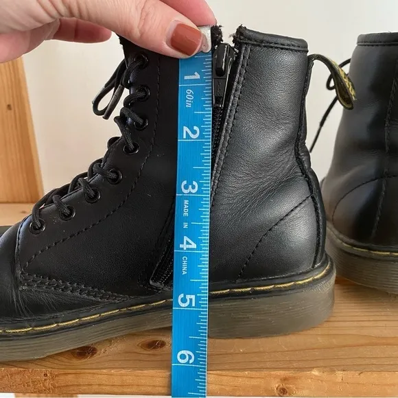 Dr. Martens Black Side Zip Kids Leather Boots