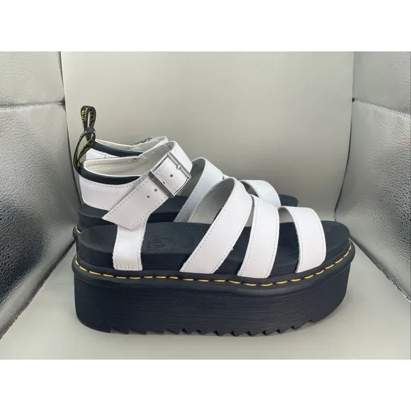 Dr Martens Blaire Quad Fisherman Sandals Womens 9 EU 41 Black White EVA Platform