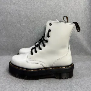 Dr Martens Boots Womens 7 Jadon White Leather Side Zip Platform Combat Lace Docs