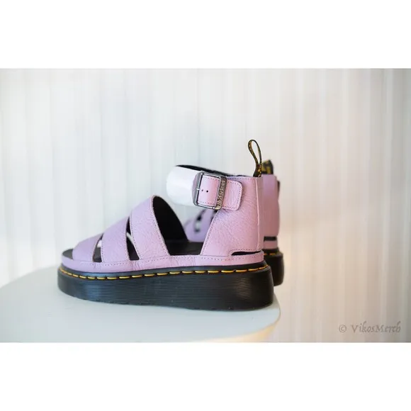 Dr. Marten's CLARISSA II PISA LEATHER PLATFORM STRAP SANDALS 8 NEW