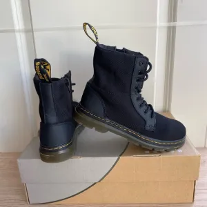 Dr. Martens Combs Black Fabric Side Zip/Lace-up Boots -Size  2 Y