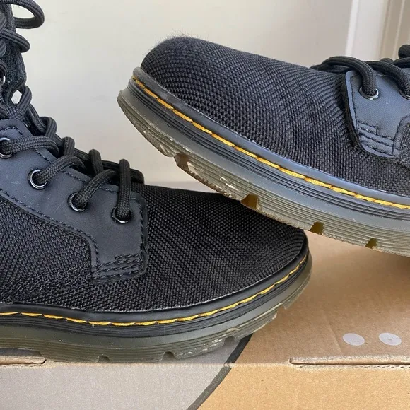 Dr. Martens Combs Black Fabric Side Zip/Lace-up Boots -Size  2 Y