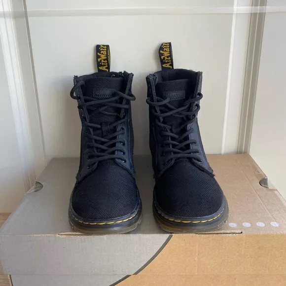 Dr. Martens Combs Black Fabric Side Zip/Lace-up Boots -Size  2 Y