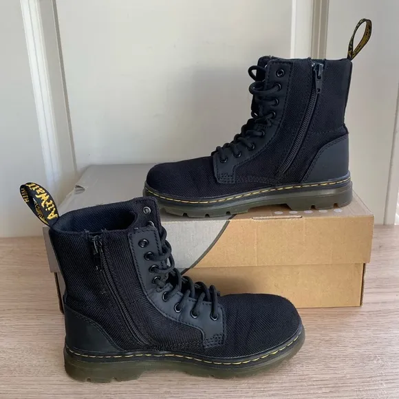 Dr. Martens Combs Black Fabric Side Zip/Lace-up Boots -Size  2 Y