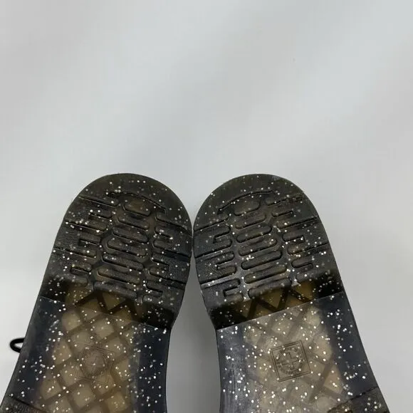 Dr Martens Cosmic Glitter Combat Boots Kids Girls Size 6 Black Leather Side Zip