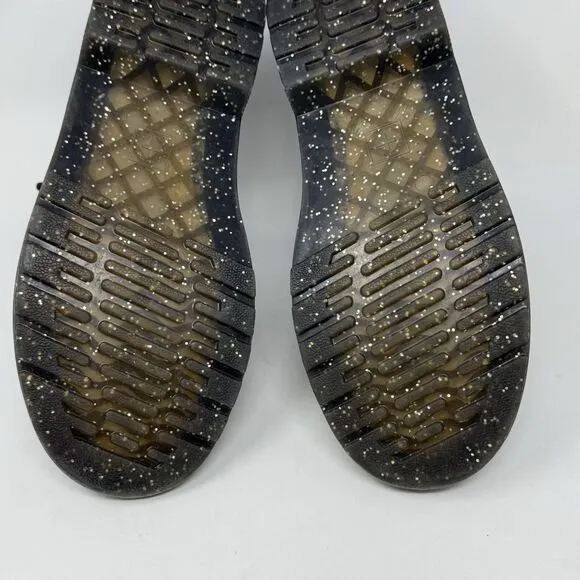 Dr Martens Cosmic Glitter Combat Boots Kids Girls Size 6 Black Leather Side Zip