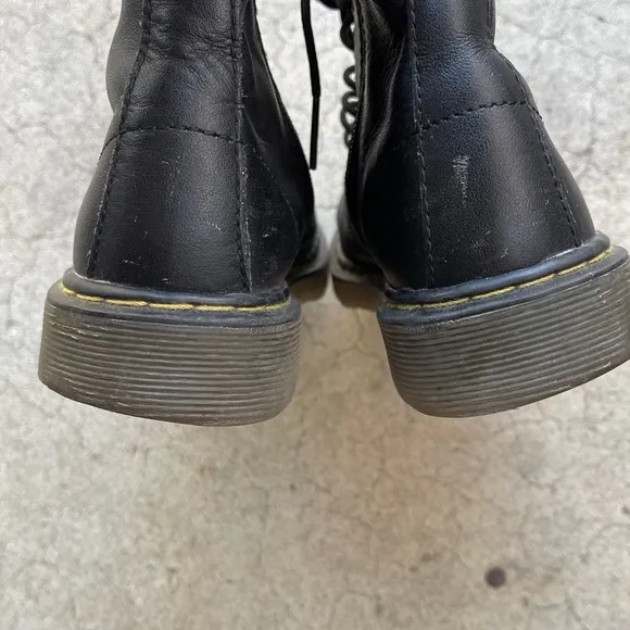 Dr Martens Delaney Boots Unisex Kids US 2 Black Leather Lace Up Side Zip combat