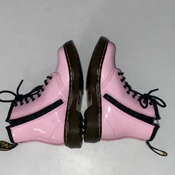 Dr. Martens Girl’s Pink Patent Leather Side Zip Boots Size 9